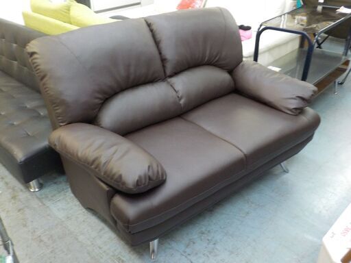 ジモティ来店特価!! 2人掛けソファー ブラック J-0642