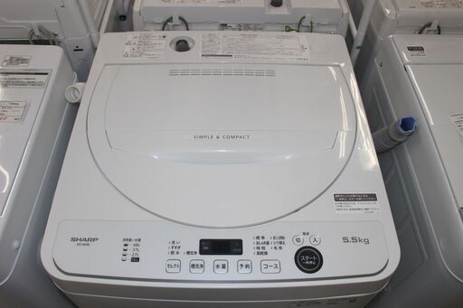 ★特別価格 美品！大幅値下げ ★SHARP シャープ 全自動洗濯機 (ES-GE5E-W) 21年製 5.5㎏  販売★大田区、品川区 配送・設置無料★店頭取引歓迎