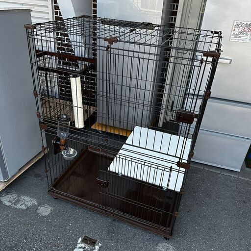 2段ペットケージセット アイリスオーヤマ 給水付き P-CS-932 爪とぎポール付き 棚板2枚 猫用 ねこ用品 ペット用品自社配送時代引き可※現金、クレジット、スマホ決済対応※