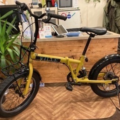 【値下げ！20インチ折りたたみマウンテンバイク】サスペンション付き　6段変速　マットイエロー 値下げ！20インチ折りたたみマウンテンバイク】サスペンション付き 6段