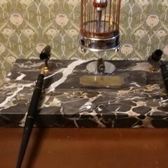 超レア■ペンスタンド＆ 東洋時計の鳥かご時計＋waterman 万年筆（当時の高級品です）