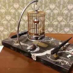 超レア■ペンスタンド＆ 東洋時計の鳥かご時計＋waterman 万年筆（当時の高級品です）