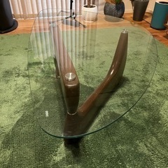 ガラス天板コーヒーテーブル、イサム・ノグチタイプ(ジャンク)