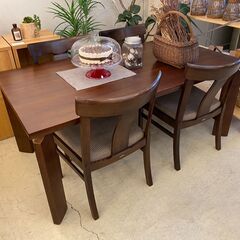 宇都宮でオシャレな家具を探すなら『オトワリバース！』カリモク karimoku ダイニングテーブルセット 5点セット ブラウン 中古品 送料購入後追加