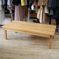 R148)【美品】無印良品 MUJI 無垢材 ローテーブル 2杯引出し付