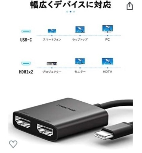 usb c ハブ 2in1 USB C HDMI 変換アダプター 4K@60デュアル HDMI