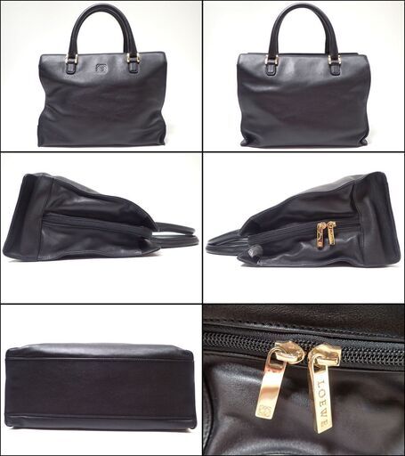 AA978 LOEWE ハンドバッグ レザー アナグラム ゴールド金具 ブラック AA978 LOEWE ハンドバッグ レザー アナグラム ゴールド金具 ブラック
