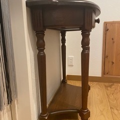 オーク無垢材を使用した英国 アンティーク 半月コンソール テーブル