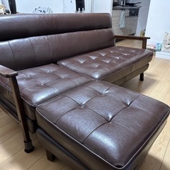 美品】IDC大塚家具 duo 3人掛けソファ グレー オットマン