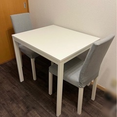 IKEA ダイニングテーブル　ダイニングセット(白・グレー)