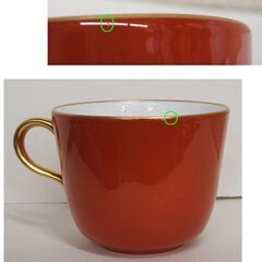 未使用品★大倉陶園 モーニング カップ＆ソーサー 漆蒔 朱赤 金縁　☆ PayPay(ペイペイ)決済可能 ☆ 札幌市 豊平区 平岸