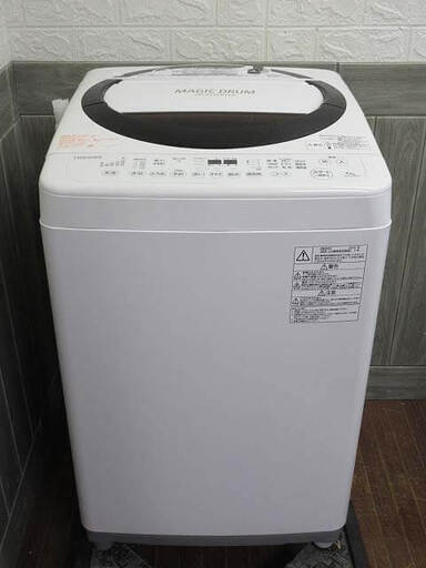 ss4382　東芝　全自動洗濯機　AW-6DBM　6kg　白　ふろ水ホース付き　TOSHIBA　縦型　洗濯機　マジックドラム　ステンレス槽　コンパクト　ホワイト×ブラウン　低振動　低騒音　つけおきコース