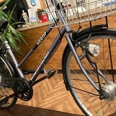 前後タイヤ新品！】LEDオートライト 6段変速 26インチ自転車 パープル