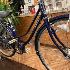 【前後タイヤ・チューブ新品！】 LEDオートライト　6段変速　27インチ自転車　ブルー 前後タイヤ・チューブ新品！】LEDオートライト 6段変速 27インチ自転車