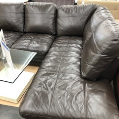 ニトリ  コーナーソファー  レザー  ダークブラウン  【トレファク上福岡】