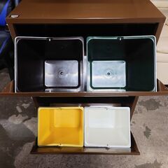 1/26 終 DOTTUS ダストボックス ゴミ箱 2段 4分別 スチール製 ブラウン