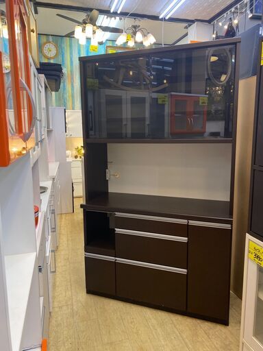 IDC大塚家具 松田家具 キッチンボード ダッシュレンジ1180 ダークブラウン 幅120cm★買取帝国 朝霞店