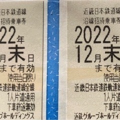 近鉄株主優待乗車券2枚セット　期限2022年12月末日