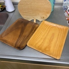 木　皿2枚&アップルまな板セット　