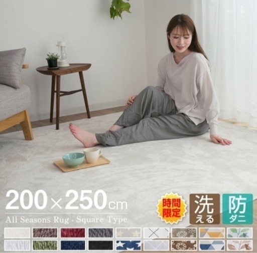 洗えるラグ カーペット 色：アイボリー 200×250 3畳