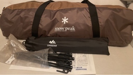snowpeakタープセット＋純正ペグ30８本＋サイドポール２本セット