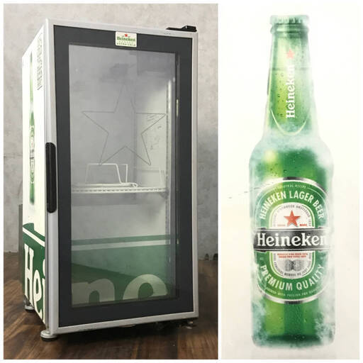 FG9/37　動作品 Heineken 冷蔵庫 冷蔵ショーケース 45.9L CCV24 C PA R6 100V IMBERA 卓上冷蔵庫 ハイネケン 販促 ノベルティ 店舗 中古