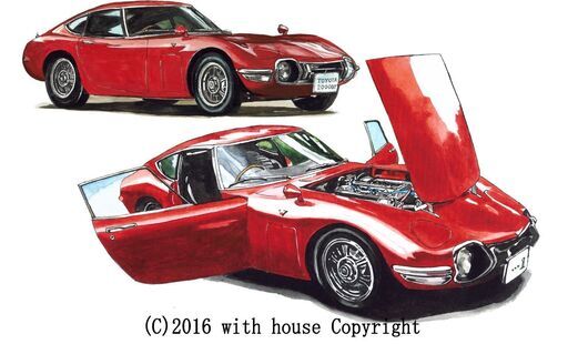 NC-233 トヨタ2000GT 限定版画 直筆サイン有 額装済 作家 平右ヱ門