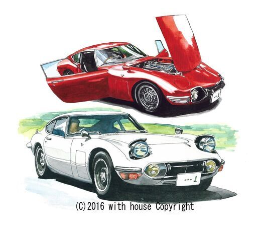 NC-235 トヨタ2000GT 限定版画 直筆サイン有 額装済 作家 平右ヱ門