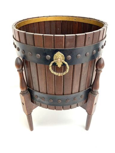 【レガストック川崎本店】Karimoku カリモク 木製 樽型 プランターカバー 鉢カバー