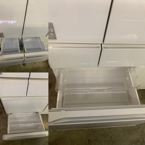 万代店　極美品 日立 HITACHI ガラストップ 2017年 6ドア冷蔵庫 430L R-XG4300G（XW)　W655×D643×H1818 中古 動作確認済 自動製氷 真空チルド