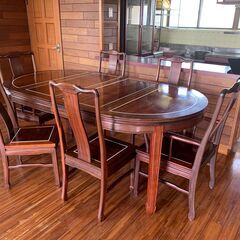 【沖縄】オーバル伸長式ダイニングテーブル（2人～6人） 椅子付