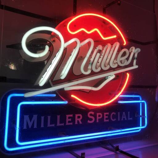 ◆UNY1/48 一部不点灯部分あり ※ジャンク※スペースアート MILLER SPECIAL ネオンサイン 電飾看板 ミラービール サインライト ネオン看板 ディスプレイ　