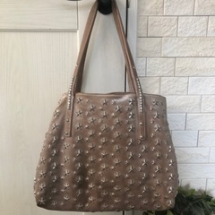 ジミーチュウ スタースタッズトートバッグ ラメ入りピンク