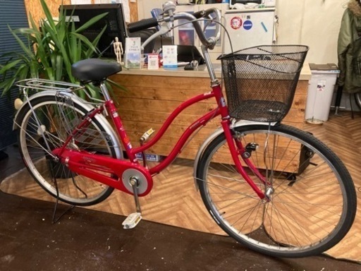 後輪タイヤ・後輪チューブ新品！】26インチ自転車 レッド