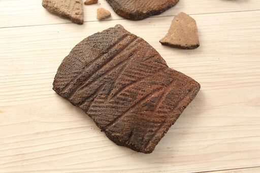 縄文 土器片 出土品 古代 ロマン 遺跡 破片 (R2244wY)