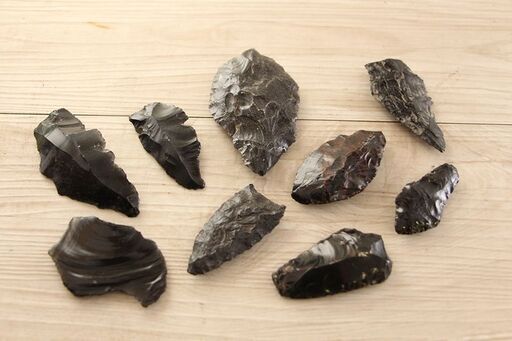 石器 石器時代 北海道 黒曜石 矢じり 矢尻 槍 まとめて ③ (R2247wY)