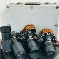 Nikon 一眼レフ　フィルムカメラ　レンズ4本　ケース付き　全...