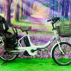 ➁ 4629子供乗せ電動自転車ブリヂストン3人乗り新品20インチ良好  