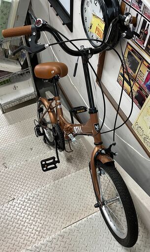 折りたたみ自転車 BTM BIKE 16インチ 変速あり ブラウン【ユーズド 