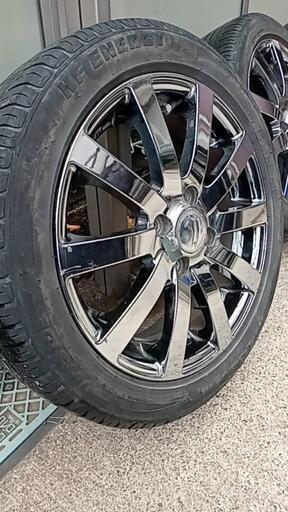 軽自動車用 メッキホイール 5J×15 +46 165/55R15 中華タイヤ付き(残