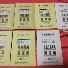 京阪電車　株主優待乗車券　15枚　単価1枚370円　有効期限20...