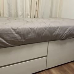 シングルベッド　ニトリ　収納　白　+マットレス付きます。