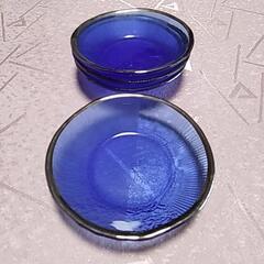 ガラス　青皿　4枚セット