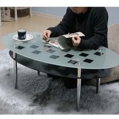 八王子】手渡し可能 アジア 手彫り 座卓 テーブル 硝子 龍 鳳凰