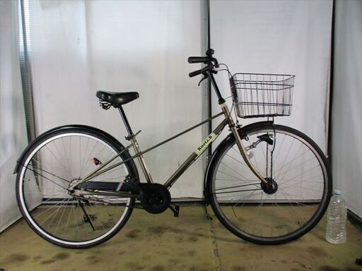 C394☆限定特価☆ 中古自転車 【27インチ シティサイクル カーキ LED