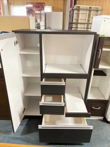 激安‼️ キッチンカウンター レンジ台 レンジボード 完成品 幅90 スリム 食器棚 キッチン収納