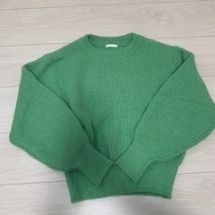 【美品】GU ジーユー グリーンニット S ヘアリーカラーセーター