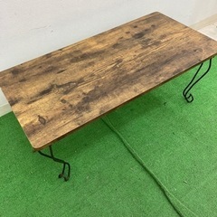 折り畳みテーブル 木目調 猫脚 ローテーブル アンティークブラウン