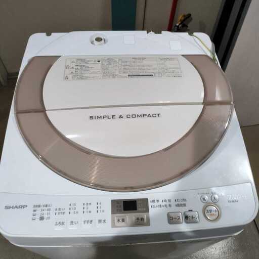 中古美品　シャープ 7.0kg 全自動洗濯機 2016年製 ES-GE7A ゴールド系 7キロ SHARP 直接引き取り大歓迎　大阪　D-002 寝屋川市