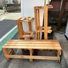 木材長椅子×3